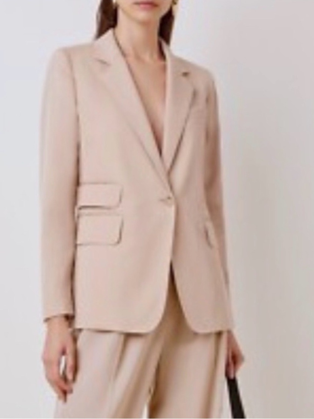 Max Mara Beige Virgin Wool Unno Single Breasted Blazer Jacket 10